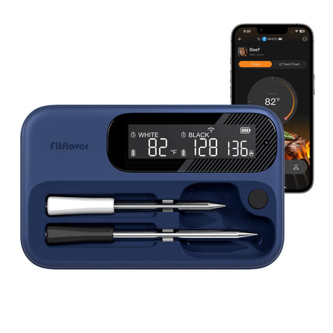 Fitflavor dual-probes wireless thermometer monitors multiple meats simultaneously