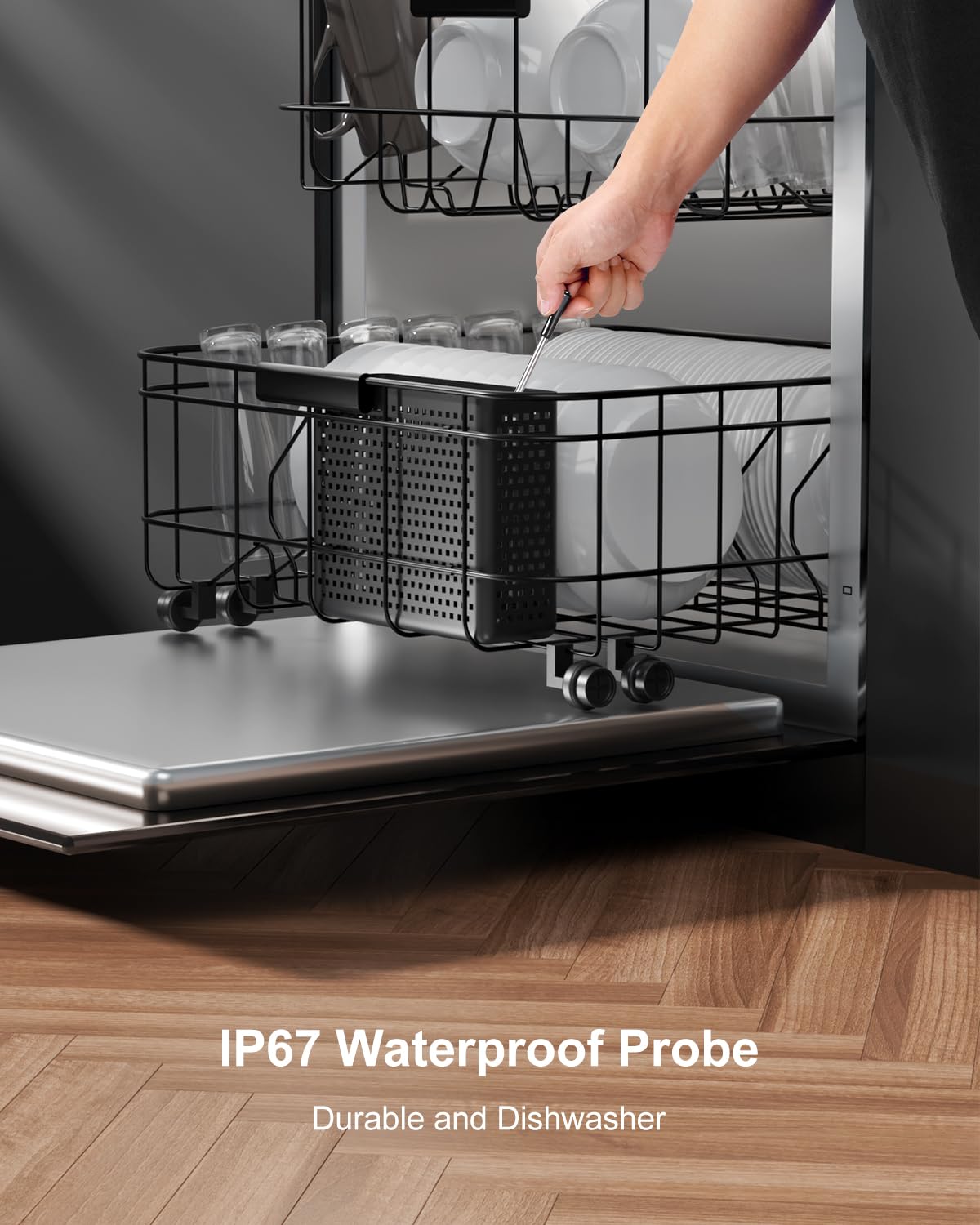 Sliding cover protects the probe from dust and oil when not in use.