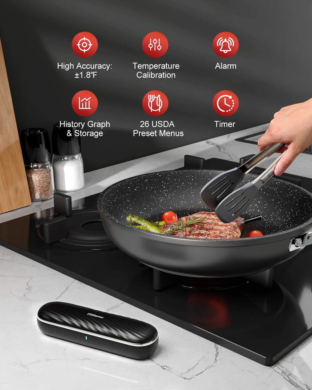 26 USDA presets simplify choosing meat settings for consistent results.