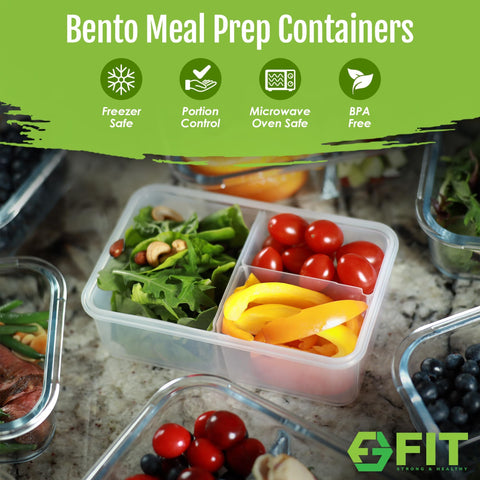 FIT Strong & Healthy bento box being reheated in microwave-ready container.