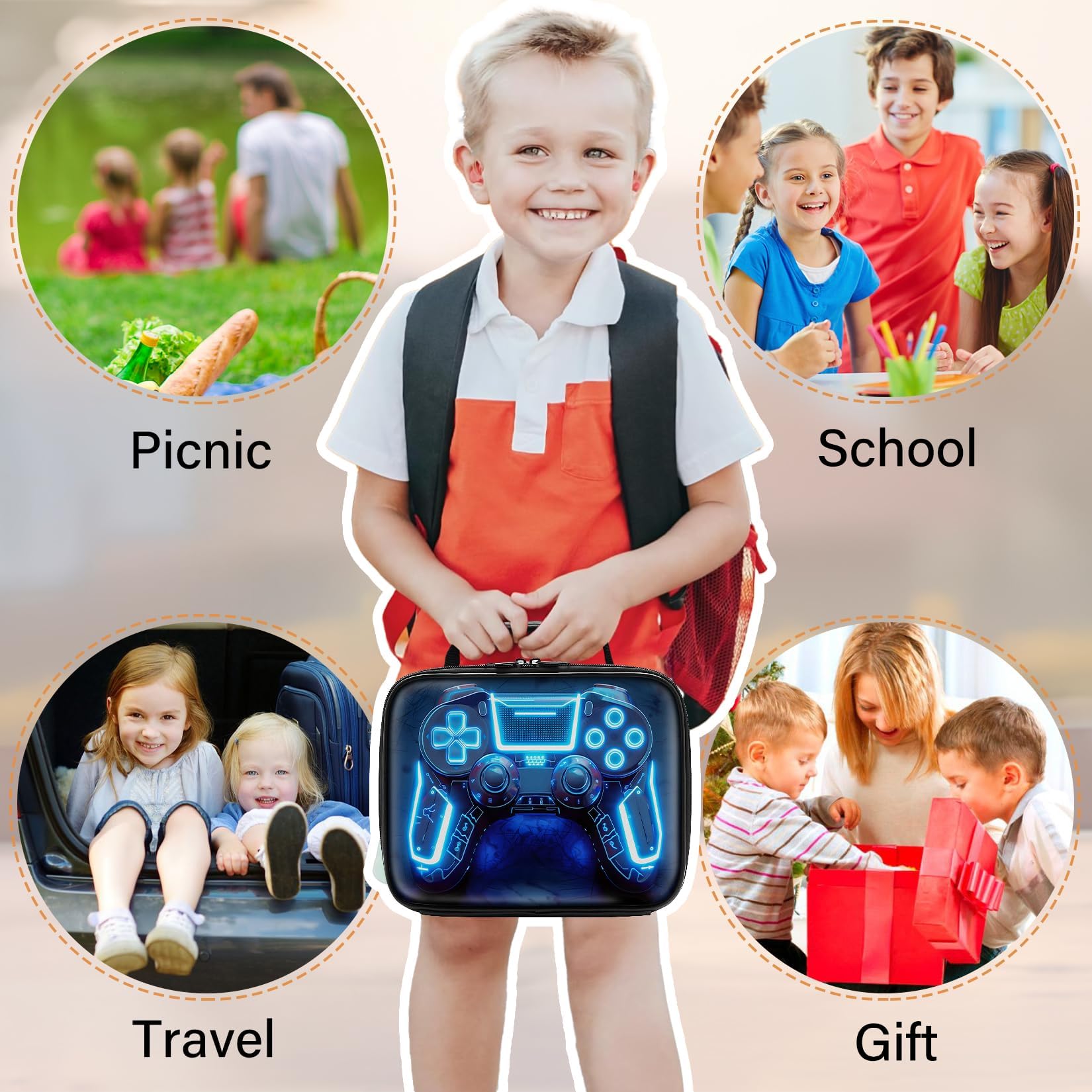 Fitvc gamer lunch box school desk usage emphasizes reusable insulation for fresh meals.