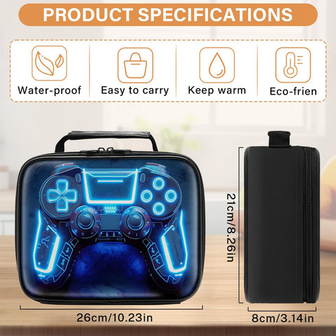 Fitvc gamer lunch box side view demonstrates compact carrying ability for busy days.