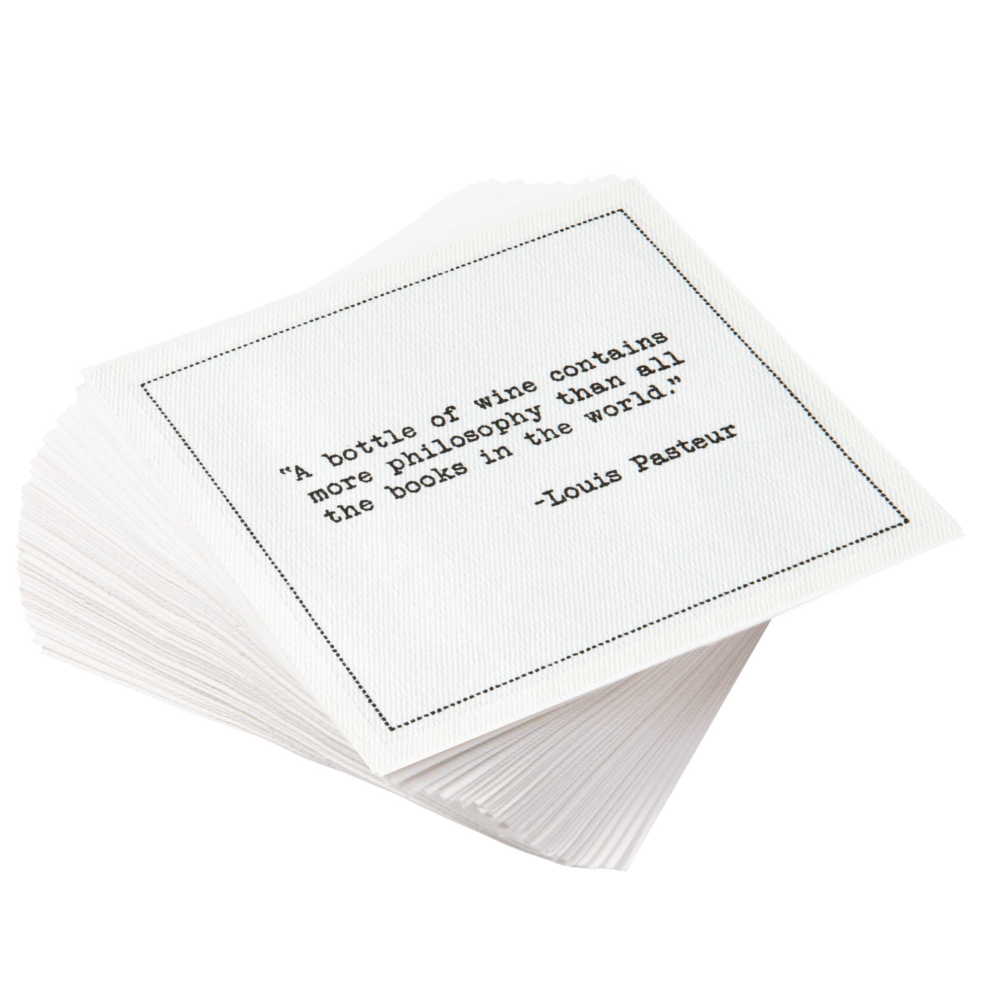 Five Star Napkins literary quote napkins in white add conversation starters to any table.