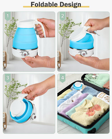 FIVECUBS blue kettle with heat-resistant handle remains cool