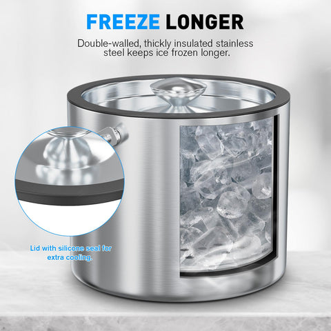 FiveHome double-wall stainless steel ice bucket design minimizes condensation
