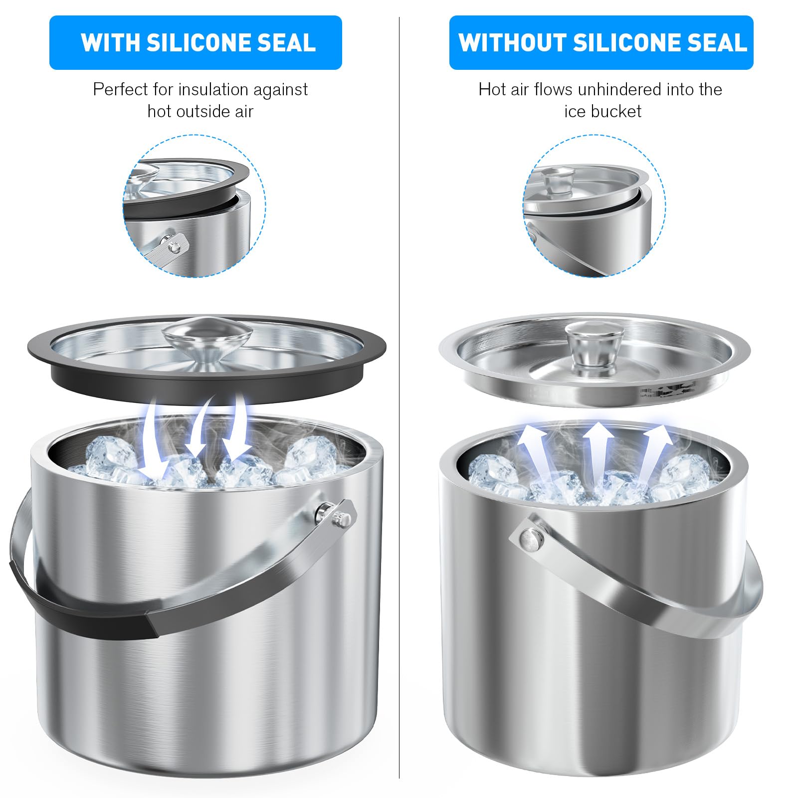 FiveHome ice bucket with sturdy carry handle for easy transport