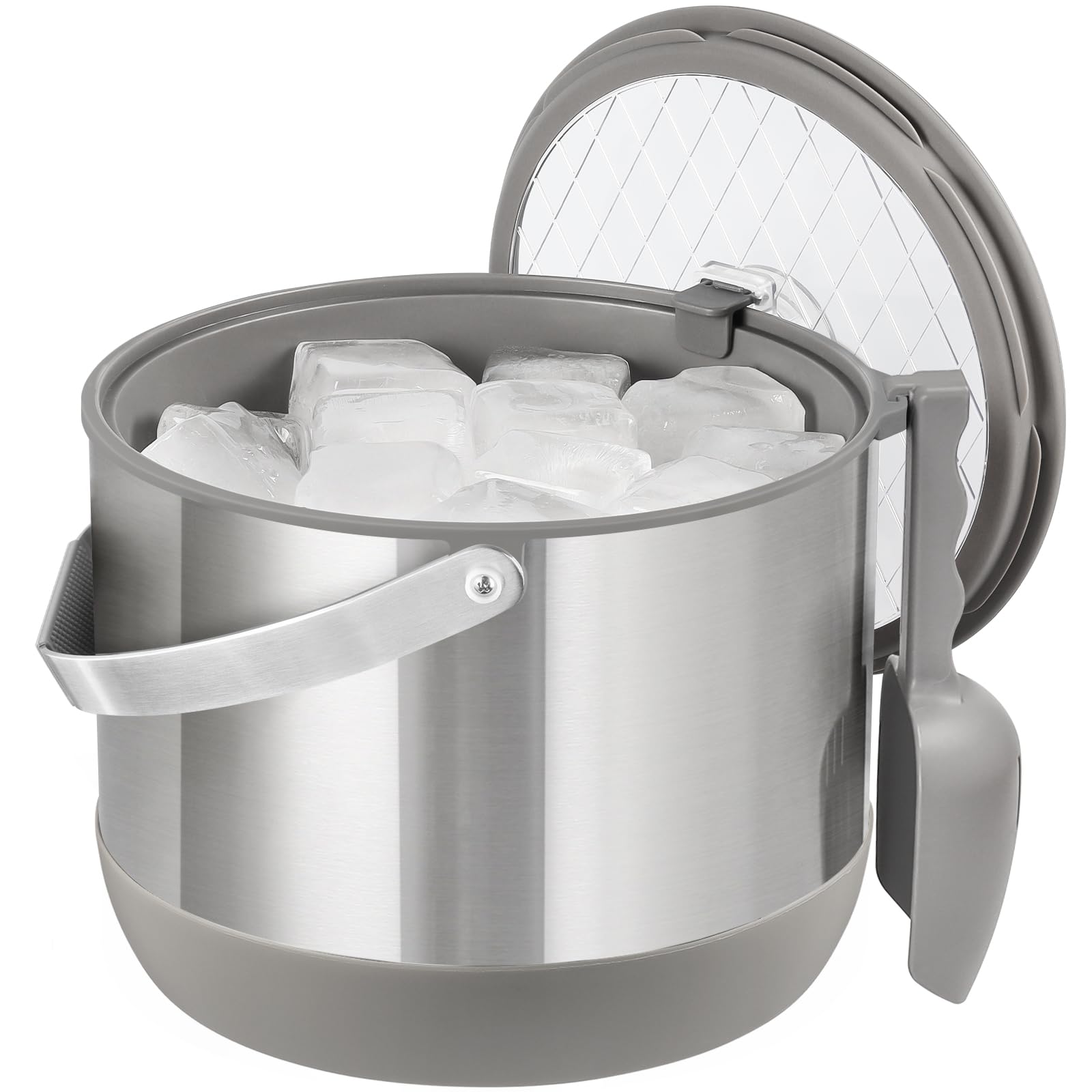 FiveHome ice bucket with clear lid for quick content checks.