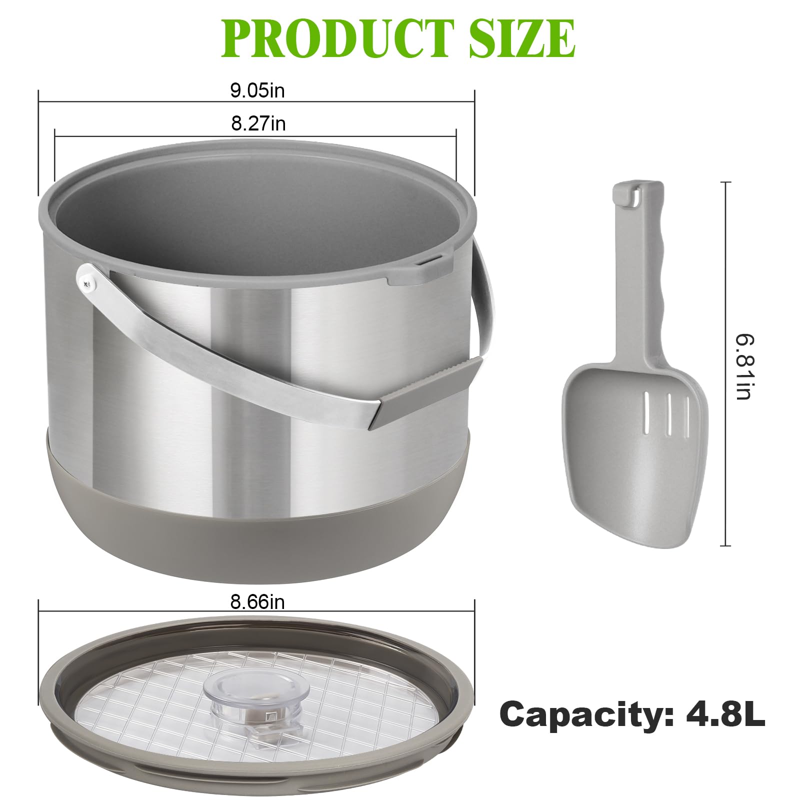 FiveHome ice bucket includes a scoop for easy serving.