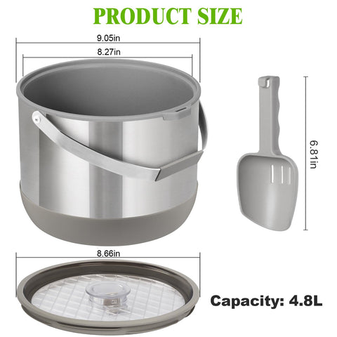 FiveHome ice bucket includes a scoop for easy serving.