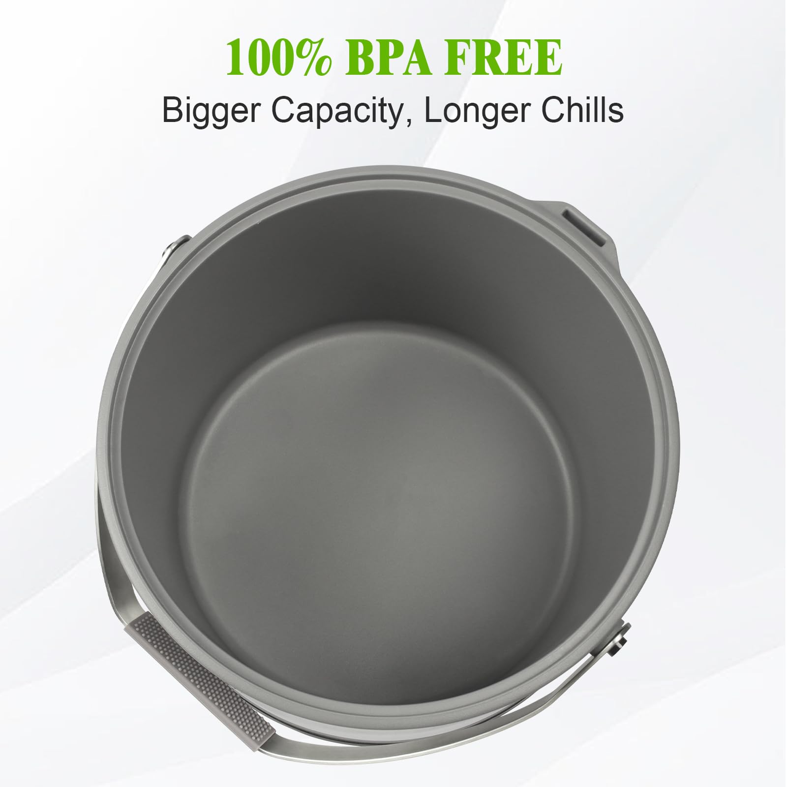 FiveHome ice bucket features a stainless steel lid for premium presentation.
