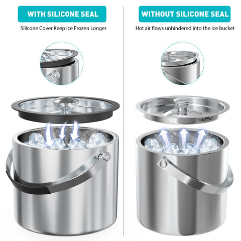 FiveHome portable ice bucket with sturdy handle for easy transport.