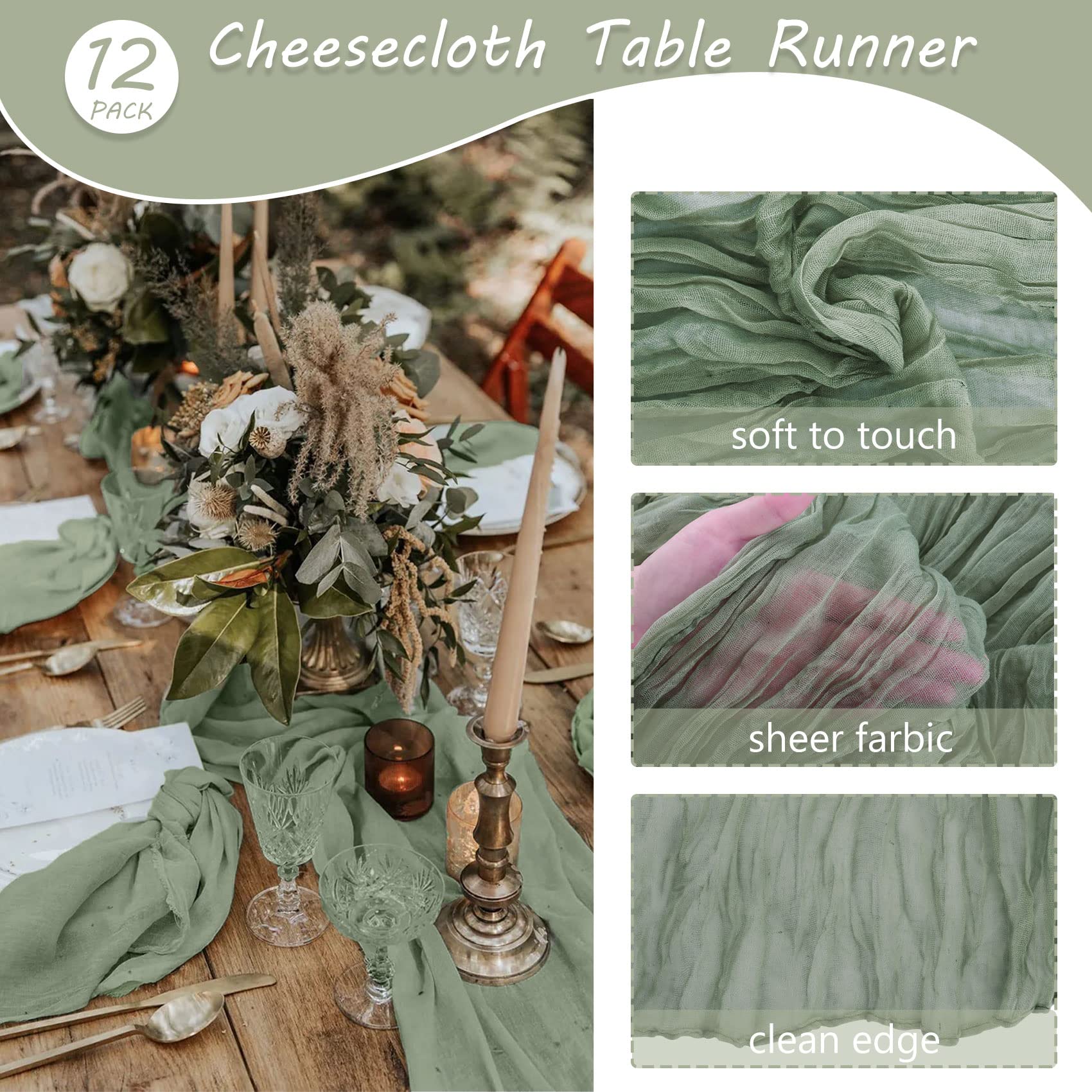 Fivenl cheesecloth runner bow accessory adds a charming focal touch