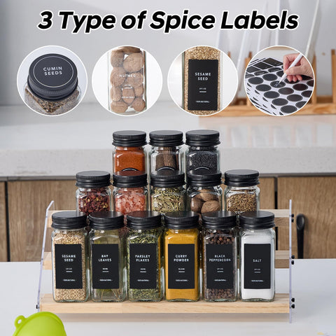 Fiwence spice jars with small-hole shaker lids ideal for ground spices.
