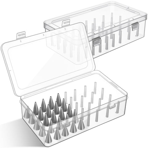Fiwochic piping tip box with fixed pins, front view for quick tip access