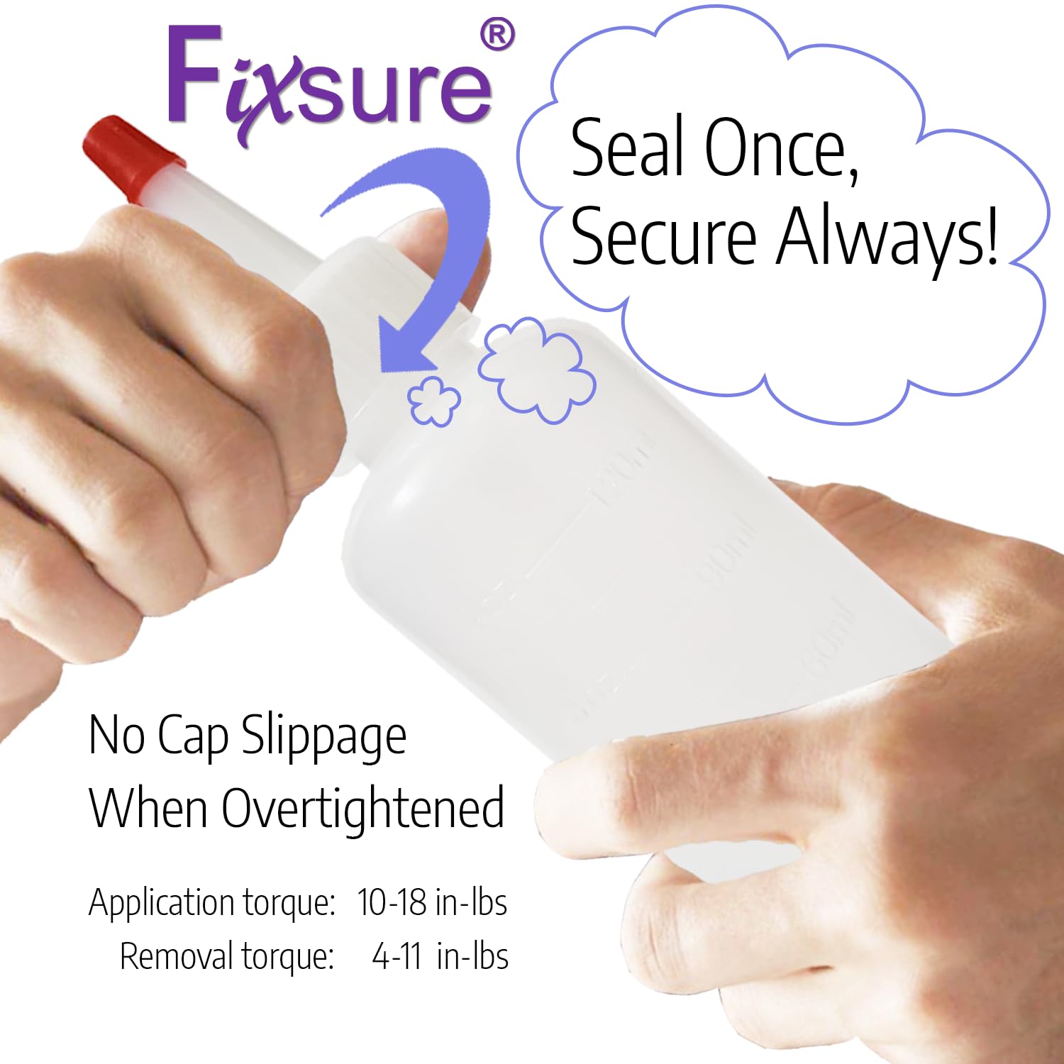 FIXSURE red tip cap helps quick identification and controlled flow.