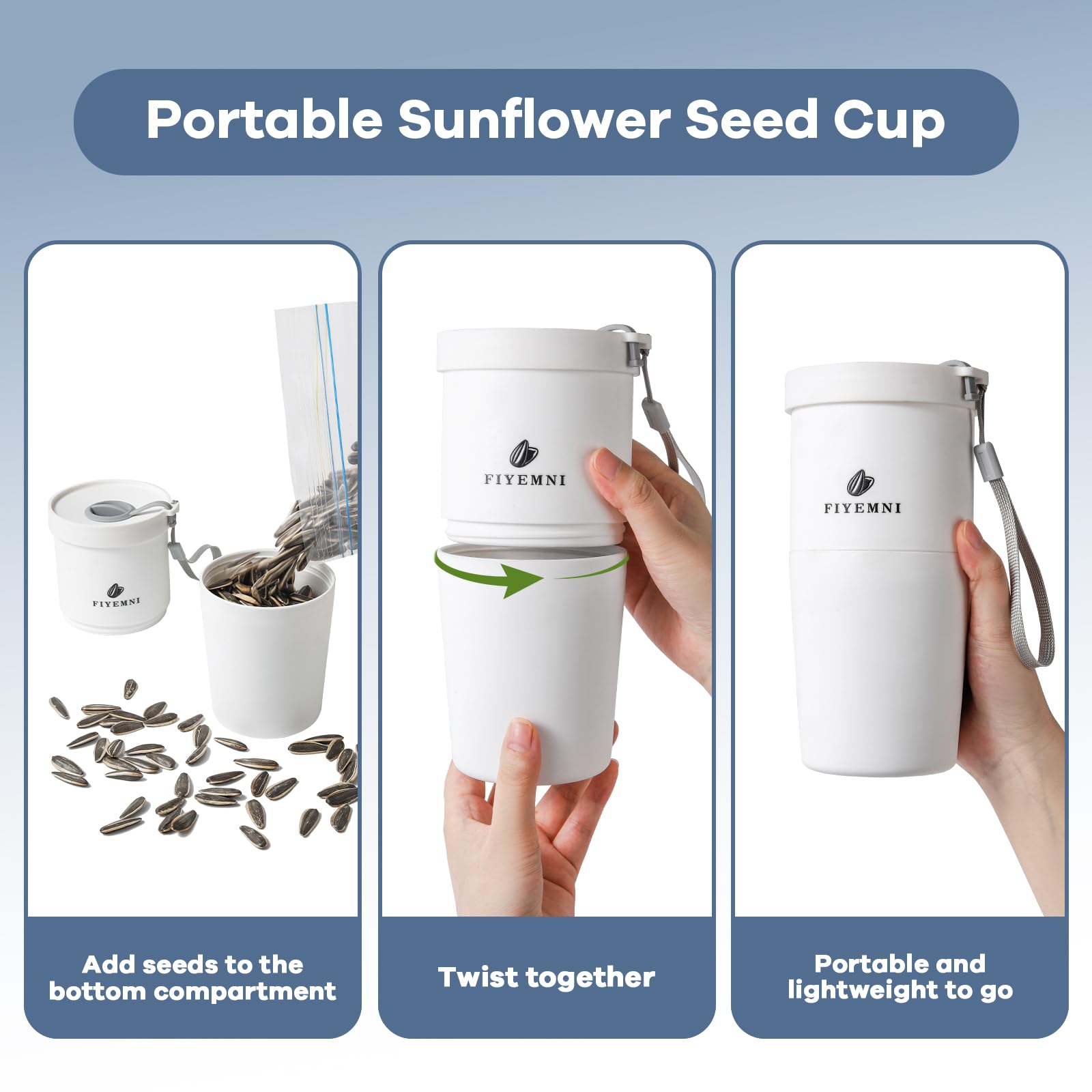 FIYEMNI cup fits in car cup holders for convenient travel snacking