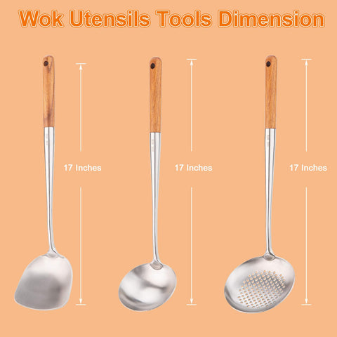 FJNATINH wooden-handled design offers comfortable grip during cooking