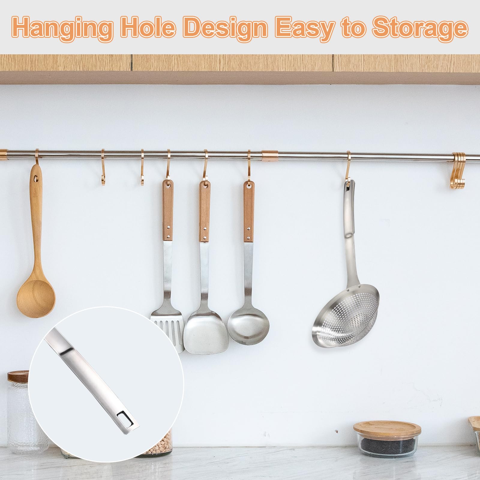 FJNATINH skimmer ladle dishwasher-safe design simplifies cleanup after busy cooking sessions.