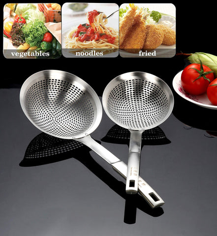 FJNATINH skimmer ladle mirror finish resists stains and cleans easily.
