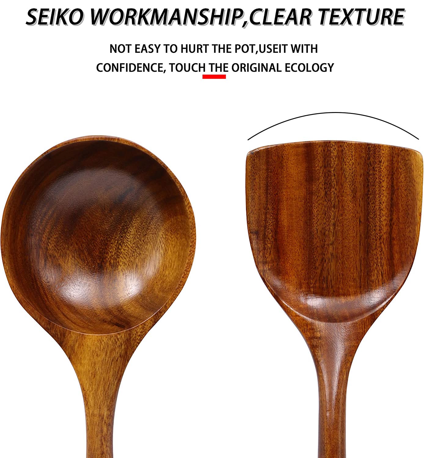 FJNATINH teak spoon and spatula protecting nonstick cookware.