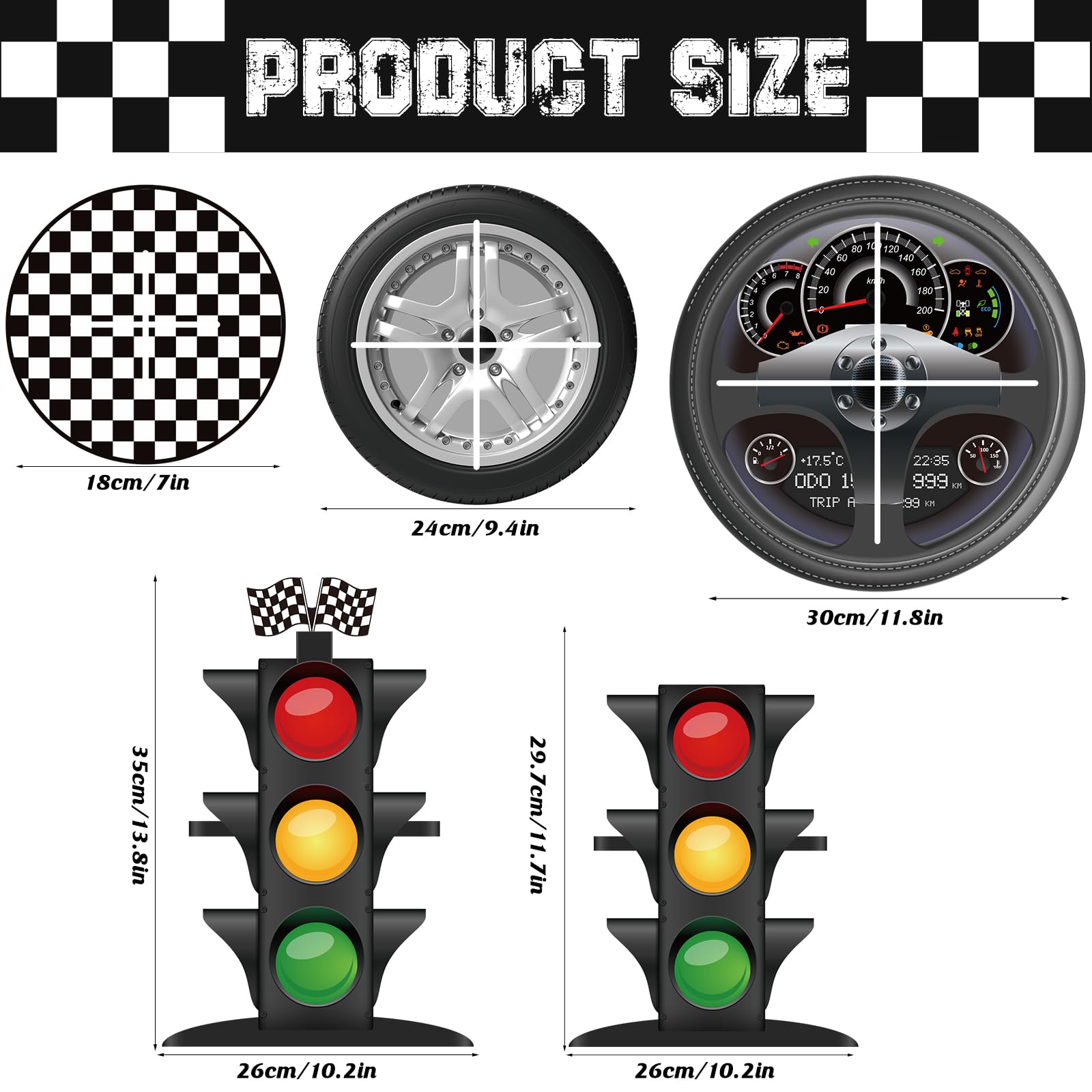 Fjoron race car dashboard pattern adds speed-themed flair to birthday celebrations.