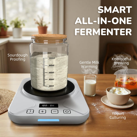 FJR sourdough starter warmer mat accommodates jars up to 40oz.