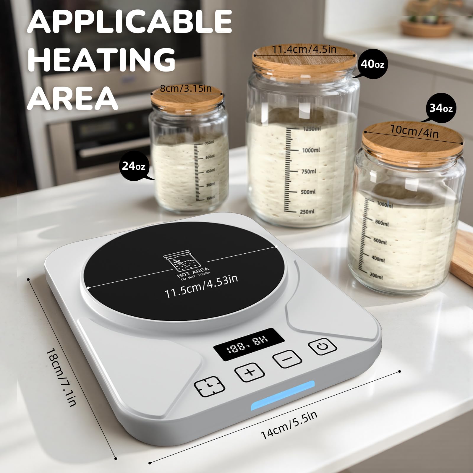 FJR sourdough starter warmer mat pure white finish suits modern kitchens.