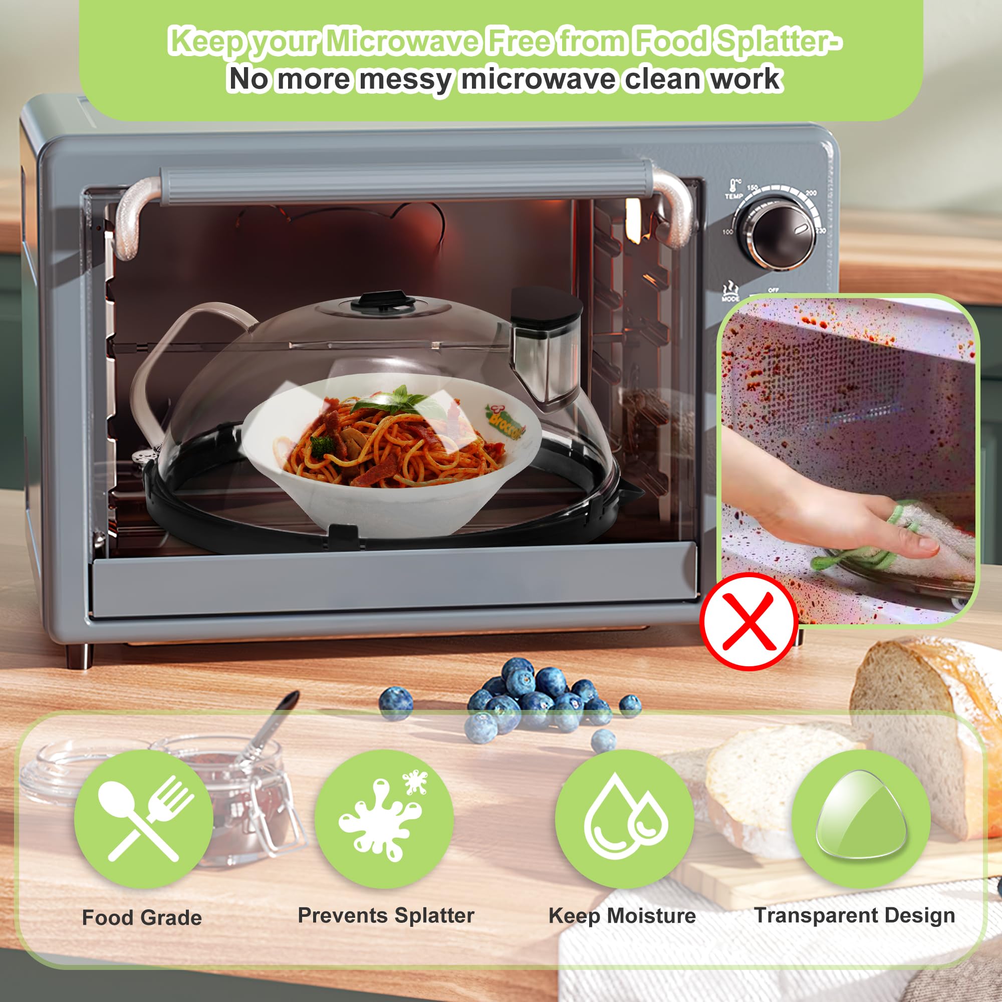 Fkprorjv microwave lid with water reservoir for even heating and preserved flavor