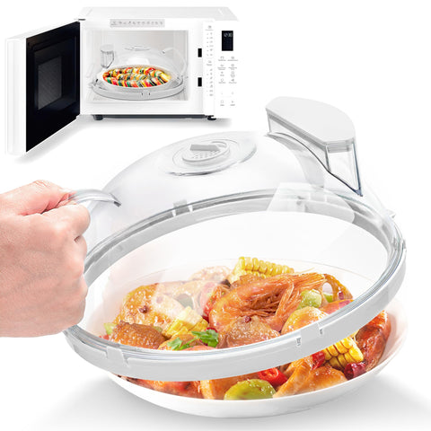 Fkprorjv microwave splatter cover with steam feature over plate keeps leftovers moist
