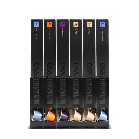 FlagShip coffee capsules holder stand organizes Nespresso Original pods for easy access.