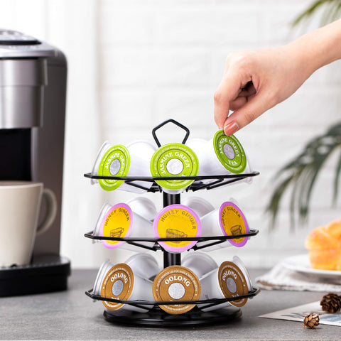 FlagShip K Cup Carousel compact footprint on a kitchen counter.