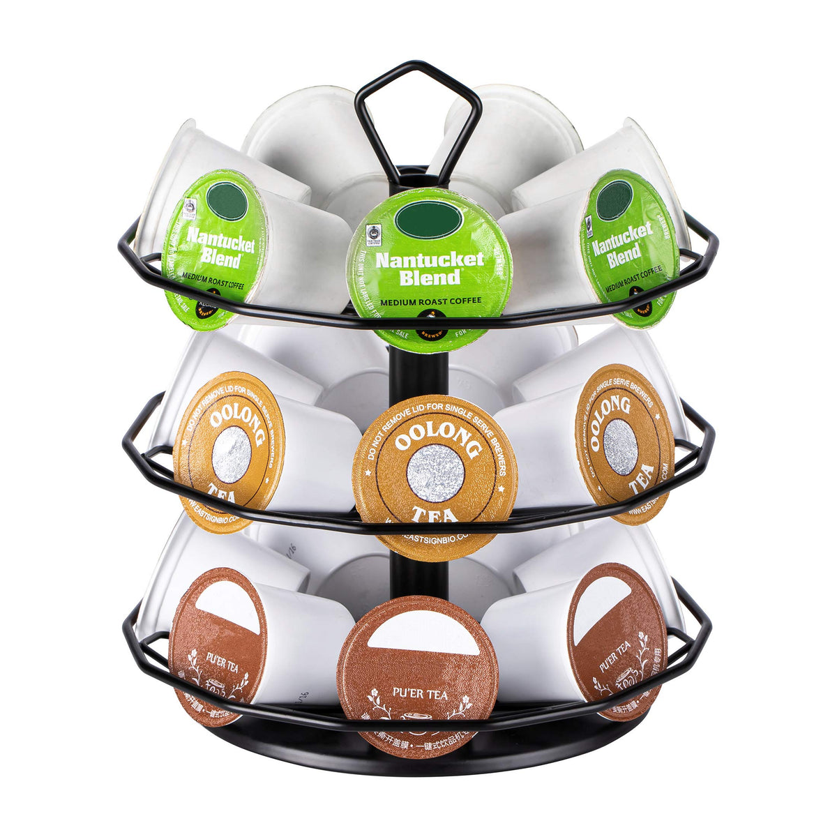 FlagShip K Cup Carousel front view highlights compact rotation for easy pod access.
