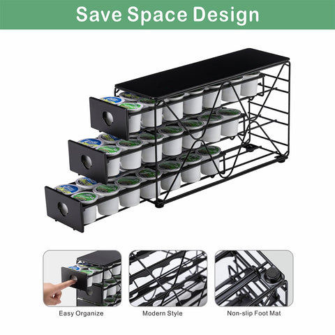 FlagShip K Cup Holder 3 Tier sturdy metal frame emphasizes durability.