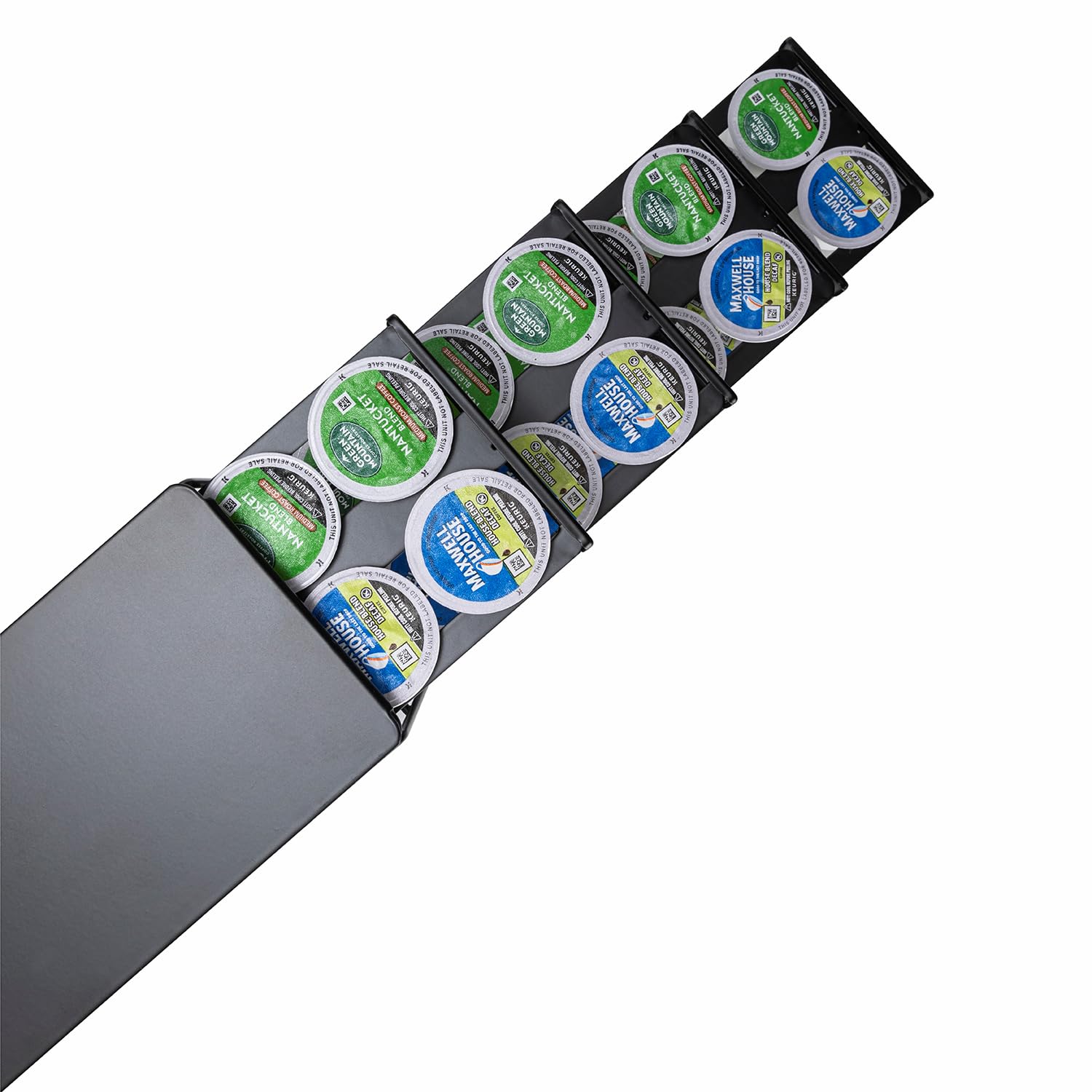 FlagShip K Cup Holder open drawer reveals effortless pod placement