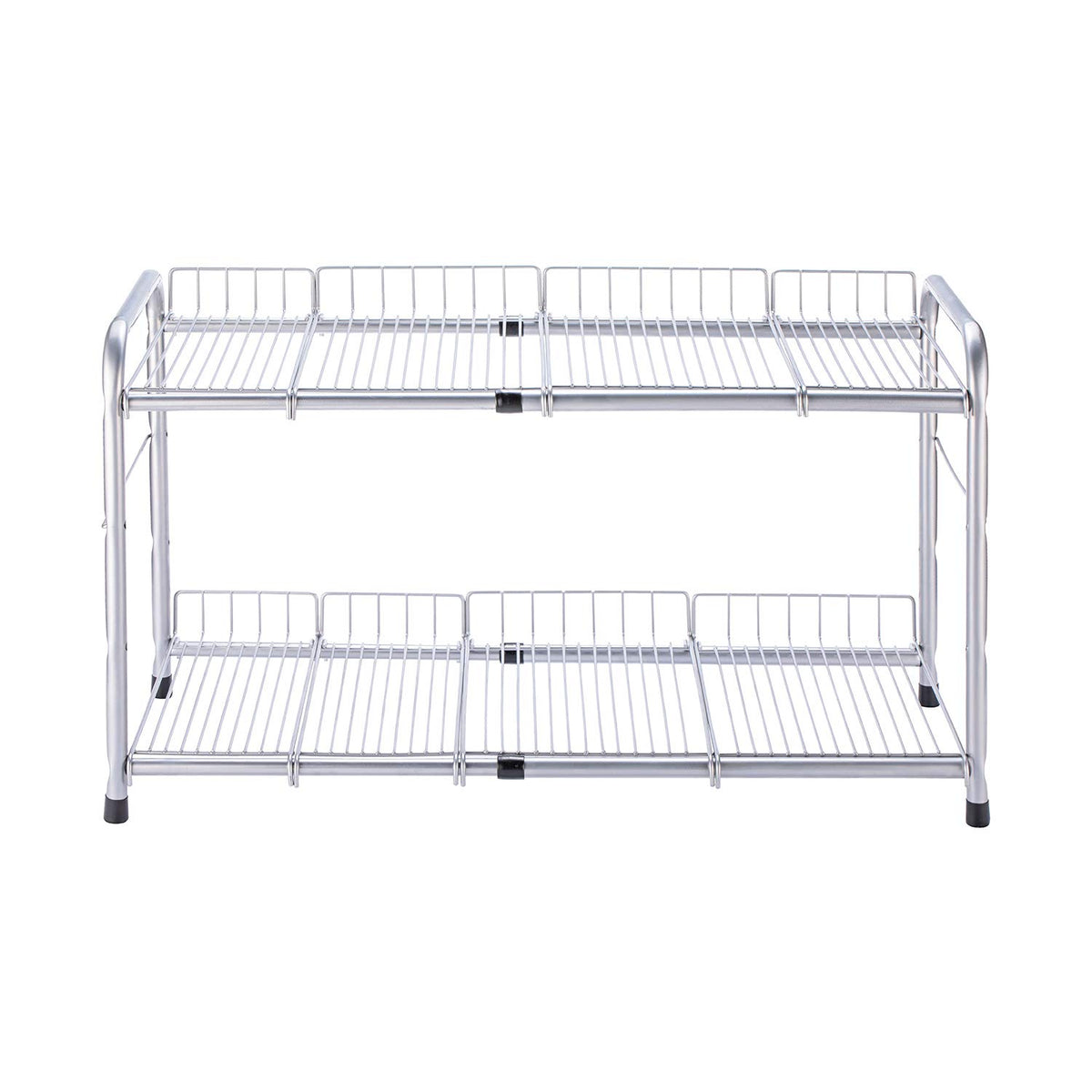 FlagShip two-tier under-sink organizer, extendable, maximizes cabinet space under the sink.