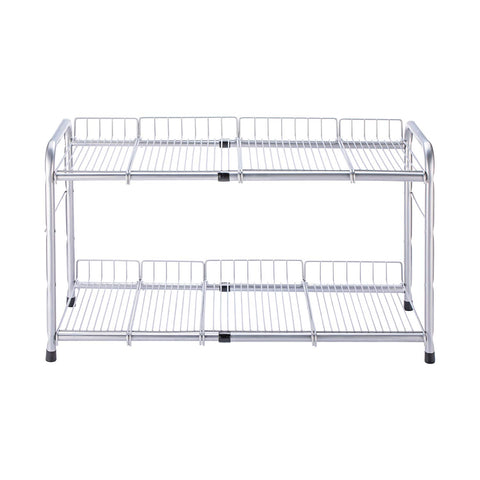 FlagShip two-tier under-sink organizer, extendable, maximizes cabinet space under the sink.