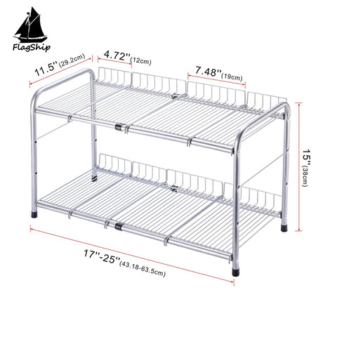 FlagShip under-sink shelf with wide panels and guardrails for secure storage.