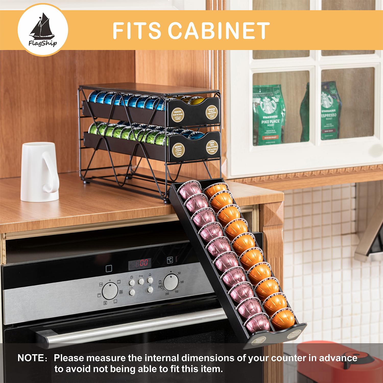 FlagShip vertical organization keeps pods orderly with a clean, tidy look.