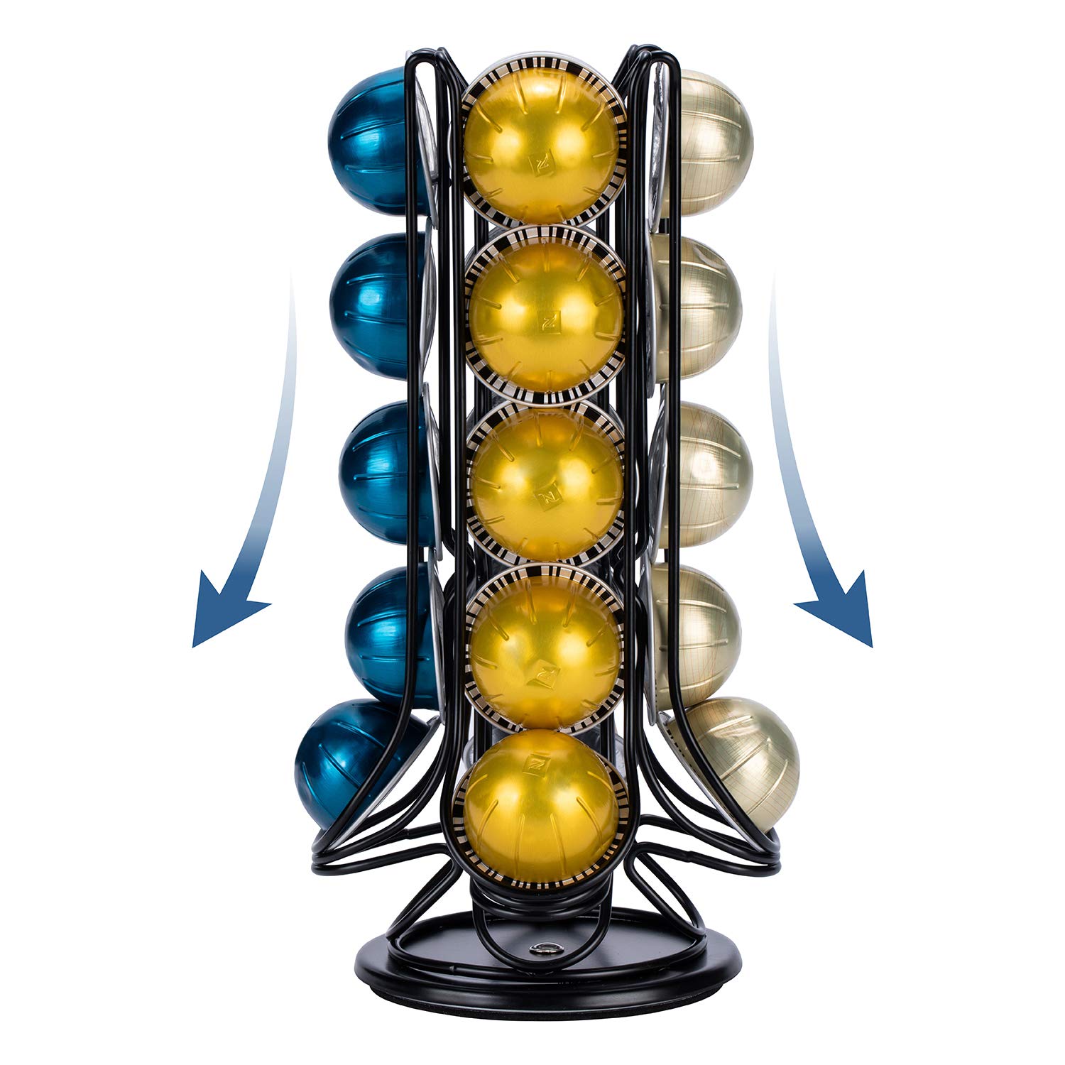 FlagShip Vertuo Pod Holder shows a 20-pod capacity across four columns.