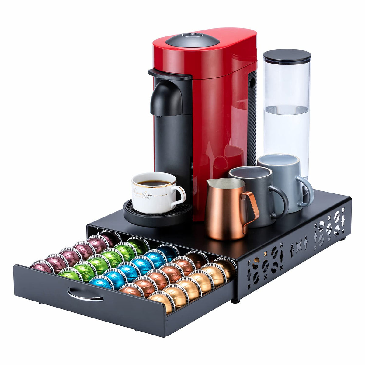 FlagShip Vertuo pod holder with 50-pod capacity for organized mornings