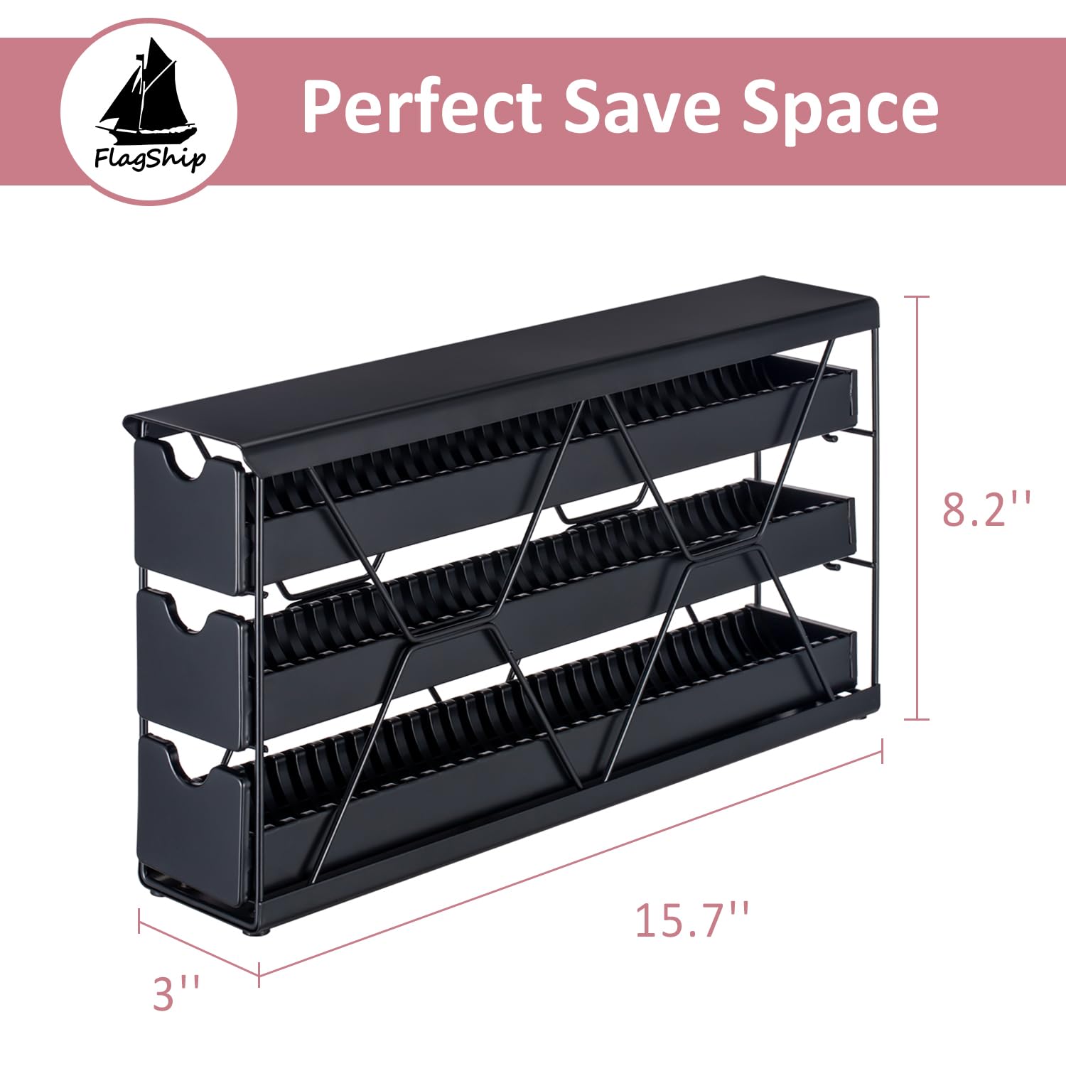 FlagShip Vertuo pod organizer shows smooth glide for easy pod access.