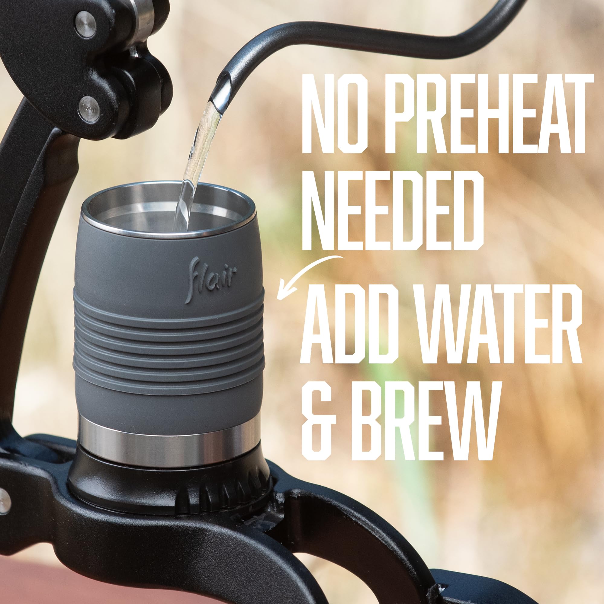 Outdoor use: Flair GO on a campsite table delivering cafe-like espresso