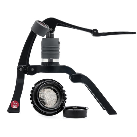 Flair GO portable espresso machine showing compact travel-ready design for on-the-go brewing