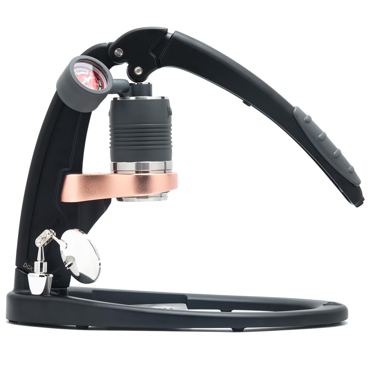 Flair PRO 3 black manual espresso shot showing rich crema for home use