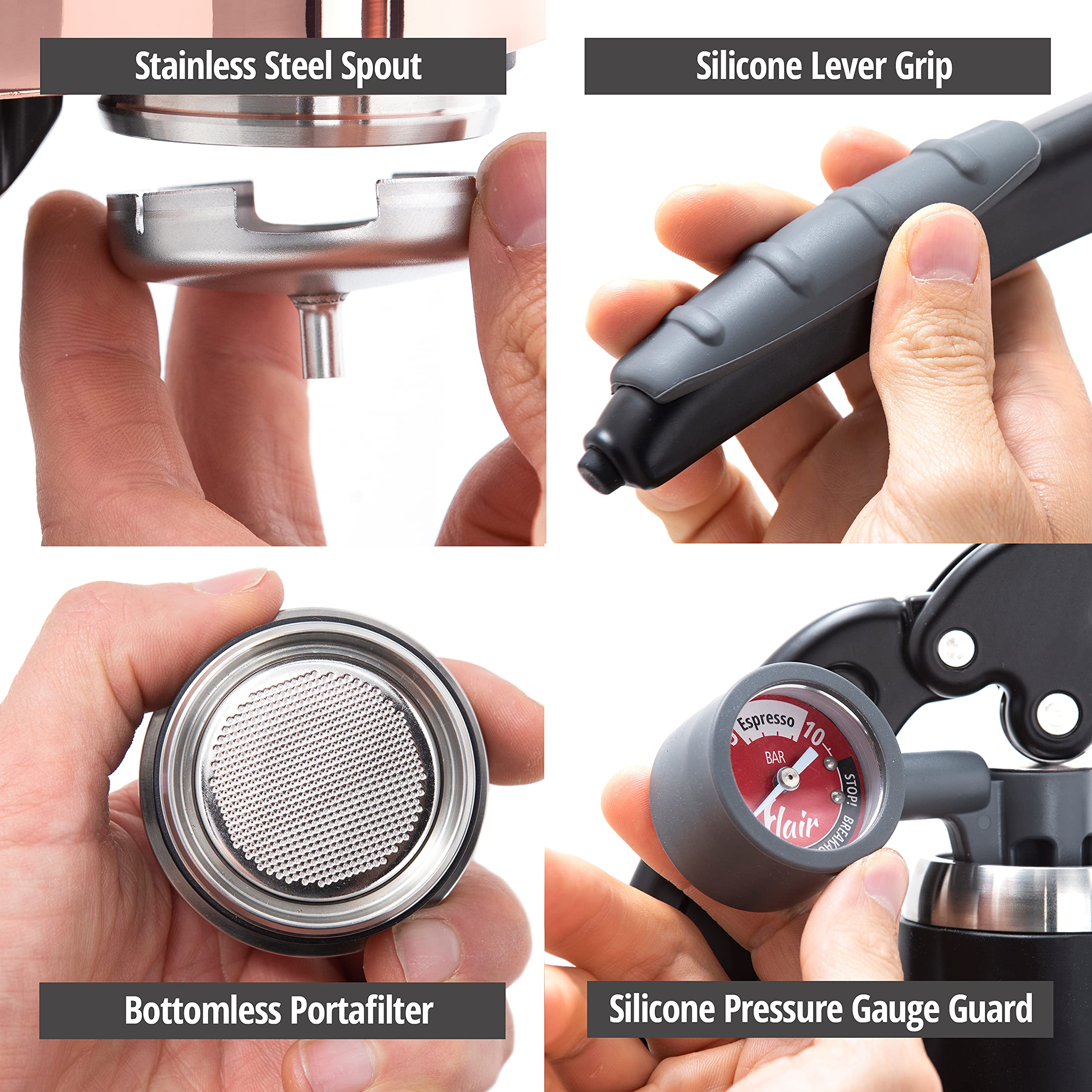 Flair PRO 3 detachable brewing head for easy cleaning