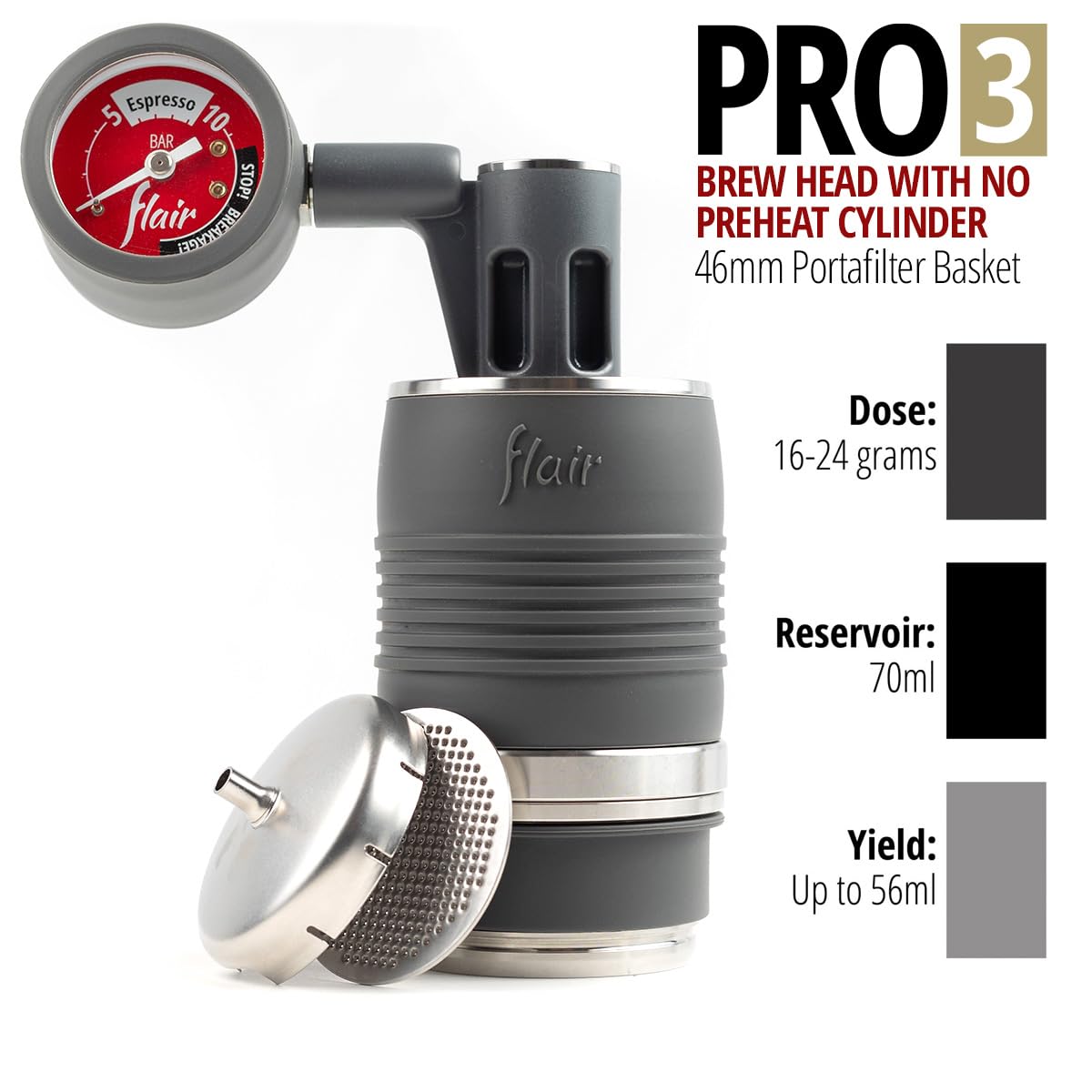 Flair PRO 3 pressure gauge closeup guiding perfect extraction at home