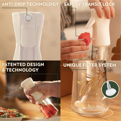 FLAIROSOL OLIVIA anti-drip buckle design protects against spills