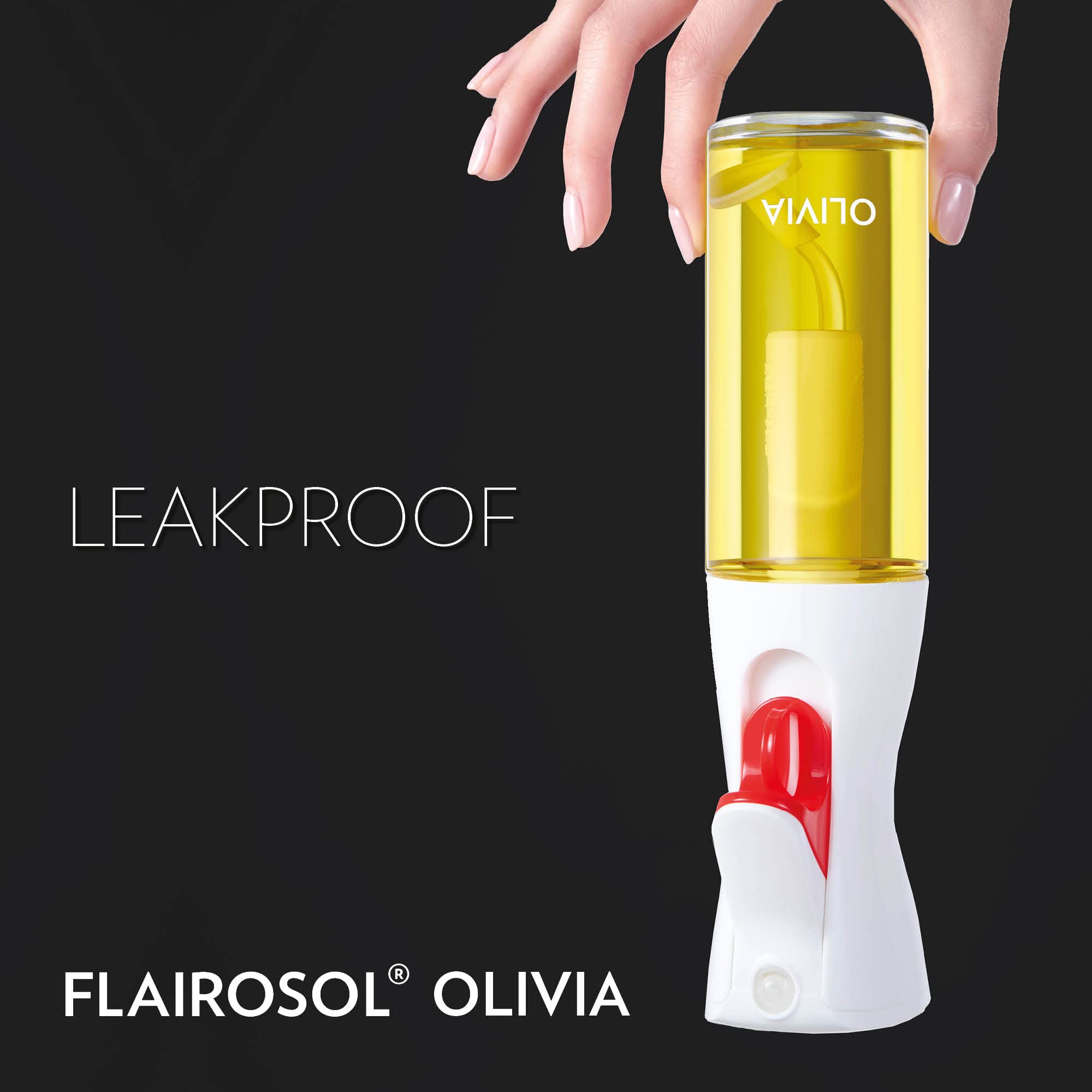 FLAIROSOL OLIVIA built-in filter minimizes clogging for consistent sprays