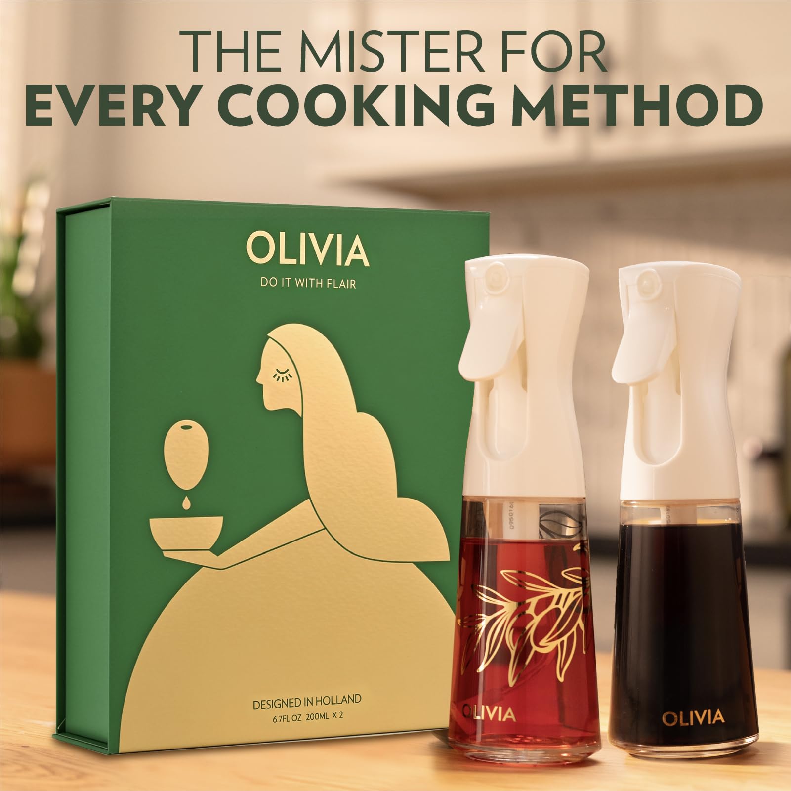 FLAIROSOL OLIVIA glass bottle with anti-drip trigger reducing leaks