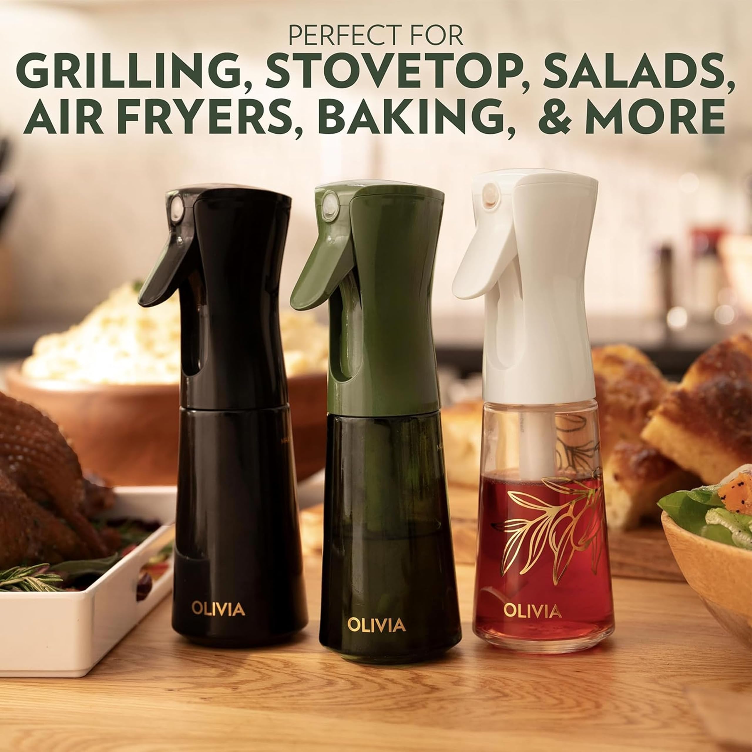 Ergonomic handle and wide mouth ease spraying and refilling in the kitchen.